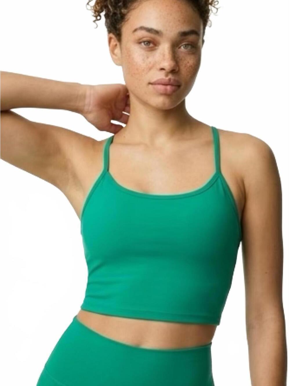 Comfrt Core Strappy Crop Tank Top Size Medium Color Aqua New In Bag MSRP $79